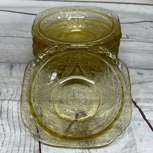 Set of 5 Vintage Federal Glass Co Madrid Amber 5” Berry Fruit Dessert Bowls MCM